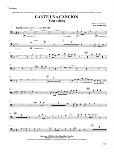 Cante una Cancion (Sing a Song): 1st Trombone