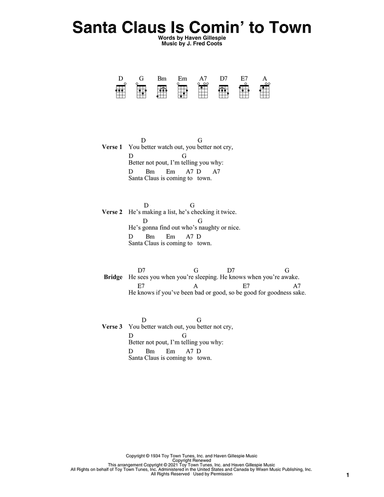 Santa Claus Is Comin' To Town (arr. Fred Sokolow)