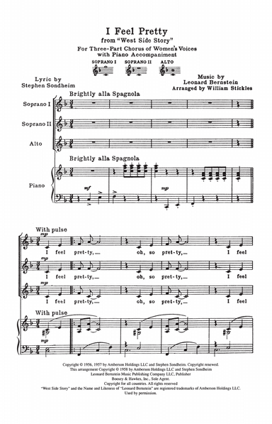 I Feel Pretty (from West Side Story) (arr. William Stickles)