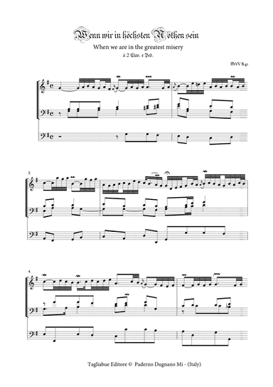 BACH J.S. - Wenn wir in höchsten Nöthen sein BWV 641 - For Organ