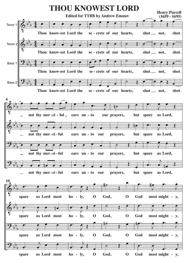 Thou Knowest Lord A Cappella TTBB