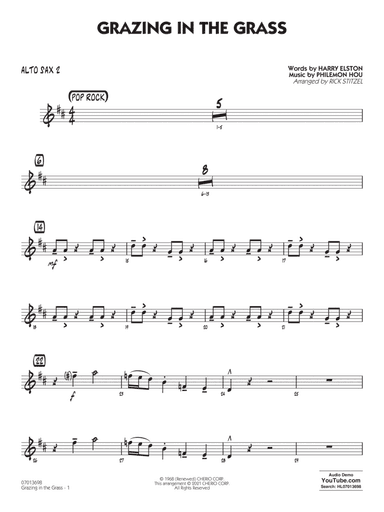 Grazing in the Grass (arr. Rick Stitzel) - Alto Sax 2