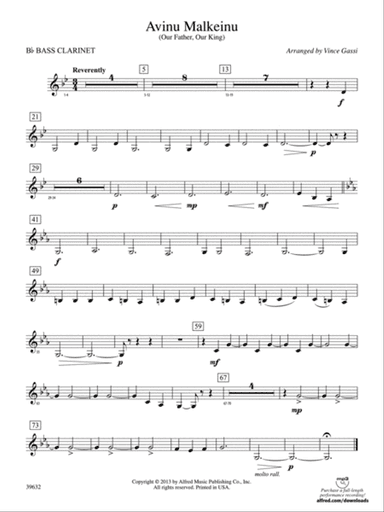 Avinu Malkeinu: B-flat Bass Clarinet
