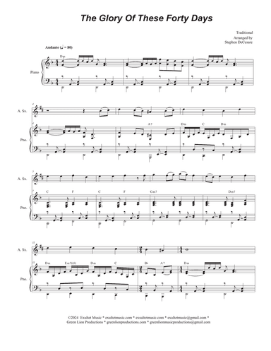 The Glory Of These Forty Days (Alto Saxophone and Piano)