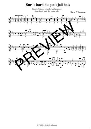 Sur le bord du petit bois joli (At the edge of the pretty little wood) for solo guitar