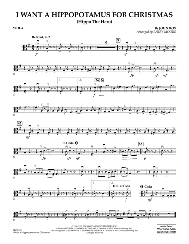I Want A Hippopotamus For Christmas (arr. Larry Moore) - Viola