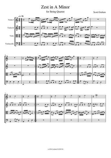 Zest in A Minor (for String Quartet)