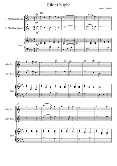 Franz Gruber - Silent Night Eb Key (Alto Saxophone Duo)