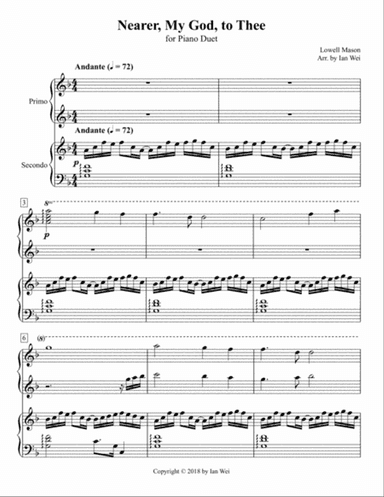 Nearer, My God, to Thee for Piano Duet