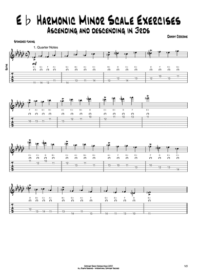 Eb Harmonic Minor Scale Exercises - Ascending and Descending in 3rds