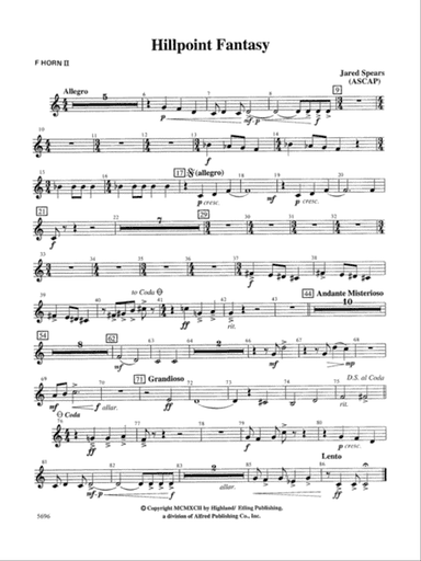 Hill Point Fantasy (Overture for Orchestra): 2nd F Horn
