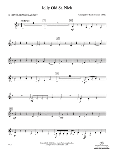 Jolly Old St. Nick: (wp) B-flat Contrabass Clarinet