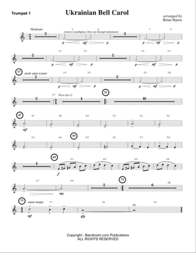 UKRAINIAN BELL CAROL (young concert band - easy - score, parts, & license to photocopy)
