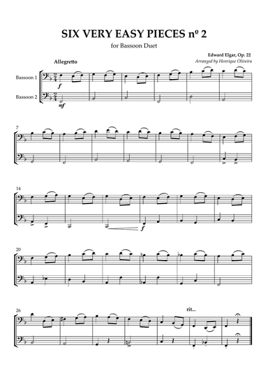 Six Very Easy Pieces nº 2 (Allegretto) - Bassoon Duet