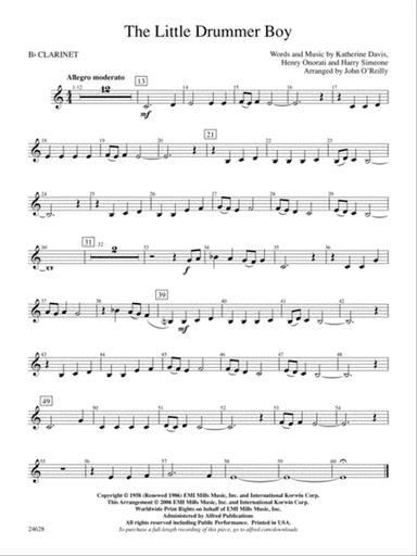 The Little Drummer Boy: 1st B-flat Clarinet
