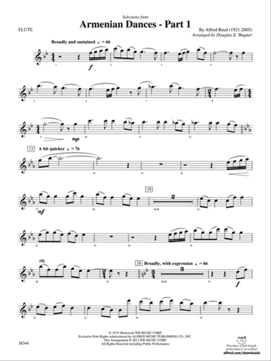 Armenian Dances, Part 1, Selections from: Flute