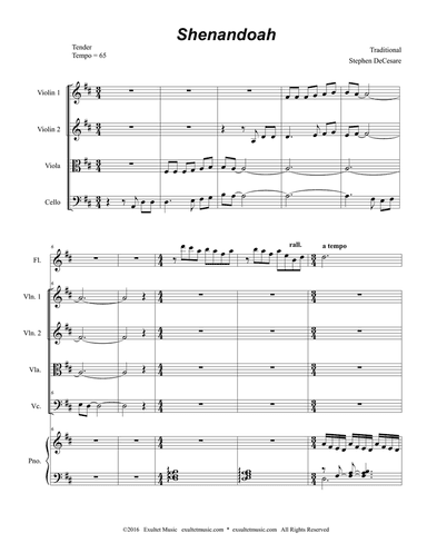 Shenandoah (for String Quartet and Piano)