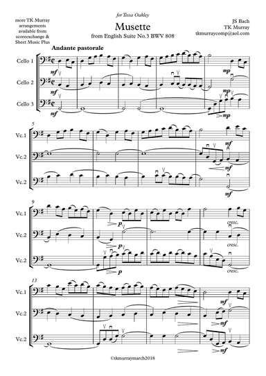 Bach - Musette - 3 Cellos, Cello Trio, Cello Group