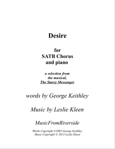 Desire for SATB chorus and piano