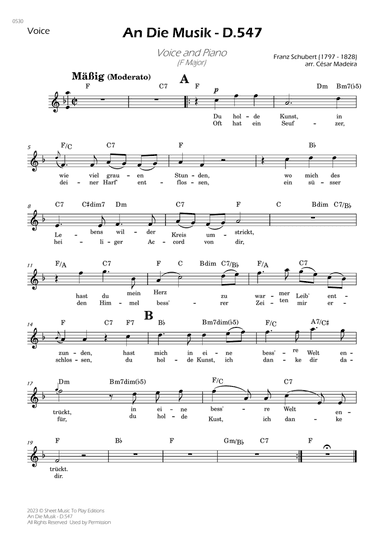 An Die Musik - Lead Sheet - F Major