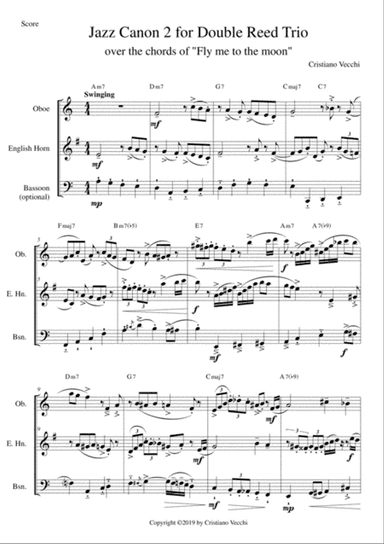 Jazz Canon 2 for Double Reed Trio