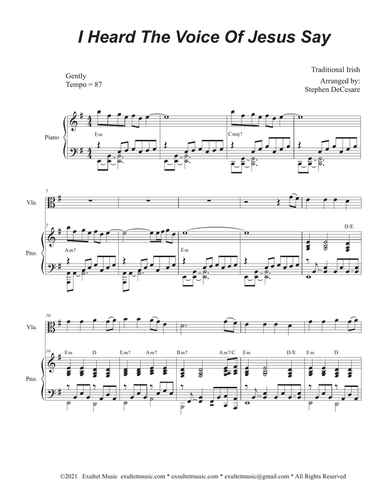 I Heard The Voice Of Jesus Say (Viola solo and Piano)