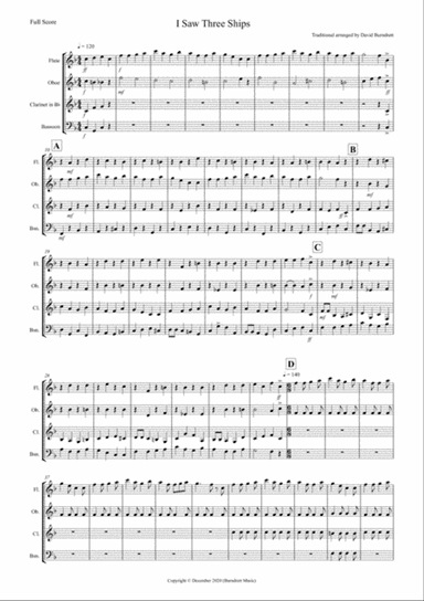 I Saw Three Ships (Jazzy Style!) for Wind Quartet