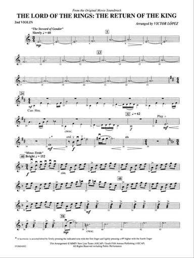 The Lord of the Rings: The Return of the King, Suite from: 2nd Violin