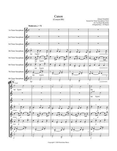 Canon (Pachelbel) (Bb) (Tenor Saxophone Octet)