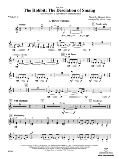 Suite from The Hobbit: The Desolation of Smaug: 2nd Violin