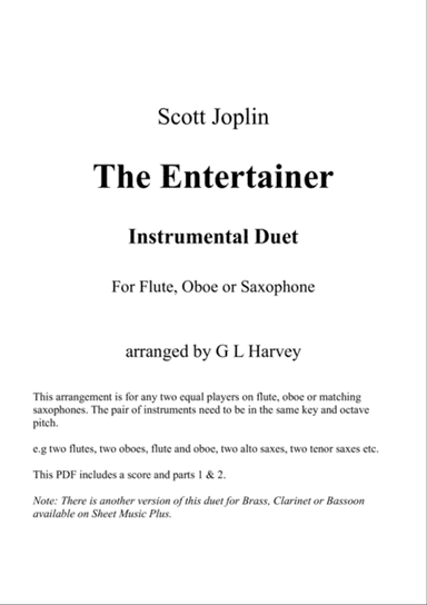 The Entertainer (Flute, Oboe or Saxophone Duet)