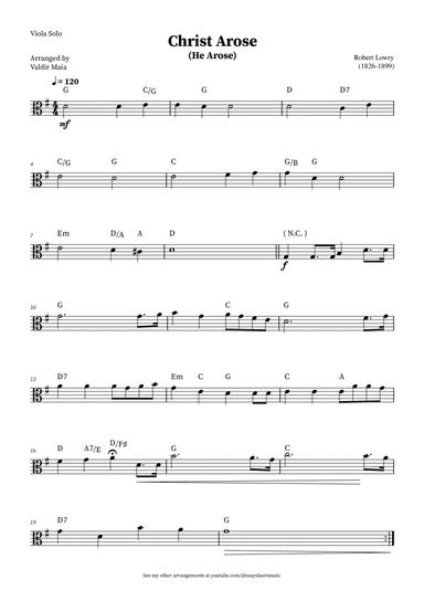 Christ Arose (He Arose) - Viola Solo (with chords)