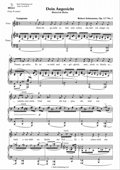 Dein Angesicht, Op. 127 No. 2 (C Major)