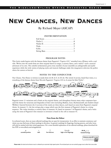 New Chances, New Dances: Score