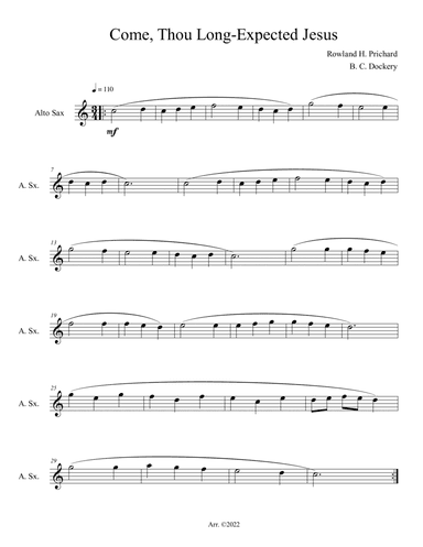 Come, Thou Long-Expected Jesus (Alto Sax Solo)