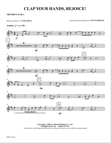 Clap Your Hands, Rejoice!: 1st B-flat Trumpet