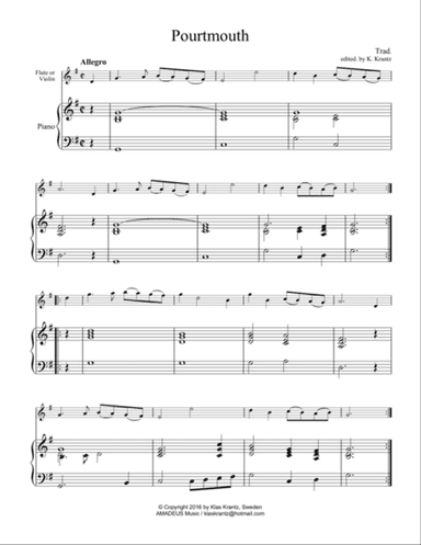 Portsmouth for flute or violin and piano (cello ad lib.)