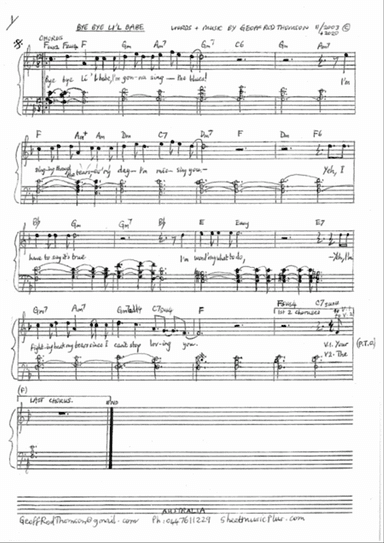 Bye Bye Li'l Babe (with piano part)