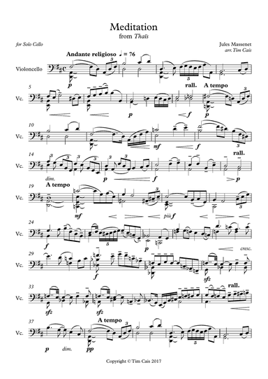 Massenet: Meditation (from Thaïs) - Solo Cello