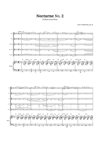 Nocturne by Chopin for Woodwind Quintet and Piano