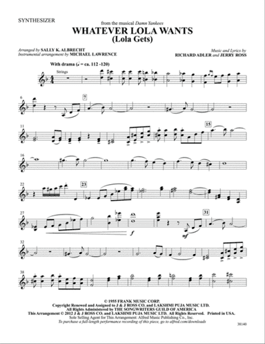 Whatever Lola Wants (Lola Gets) (from the musical Damn Yankees): Synthesizer