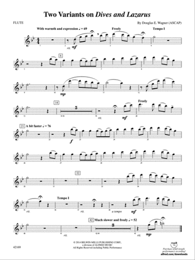 Two Variants on "Dives and Lazarus": Flute