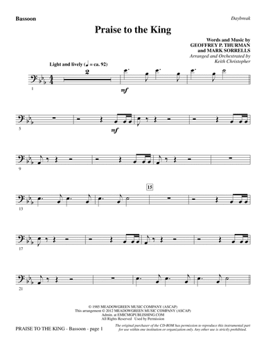 Praise To The King (arr. Keith Christopher) - Bassoon