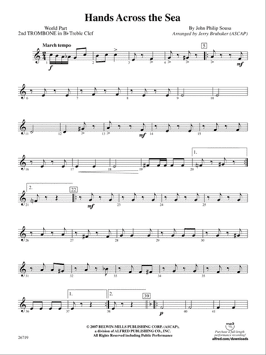 Hands Across the Sea: (wp) 2nd B-flat Trombone T.C.