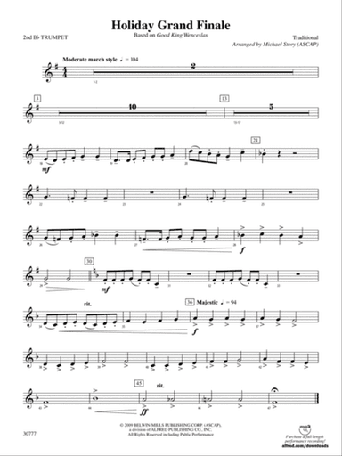 Holiday Grand Finale (Based on "Good King Wenceslas"): 2nd B-flat Trumpet