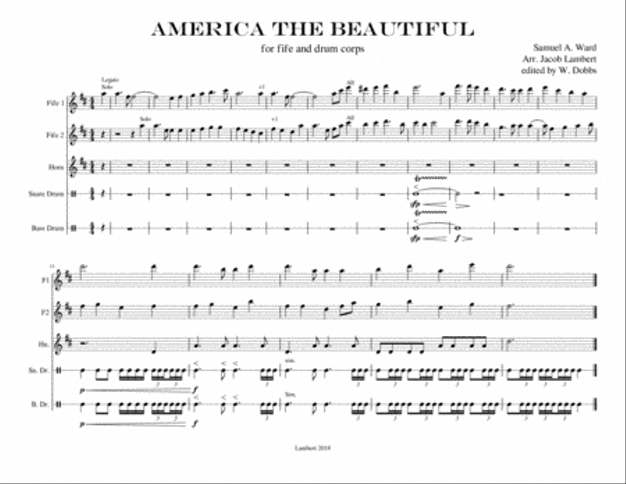 America The Beautiful for Fife and Drum Corps