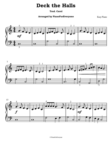 Deck the Halls (Easy Piano)