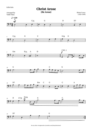 Christ Arose (He Arose) - Cello Solo (with chords)