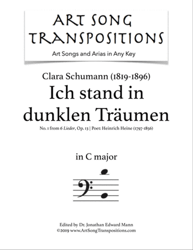 SCHUMANN: Ich stand in dunklen Träumen, Op. 13 no. 1 (transposed to C major, bass clef)