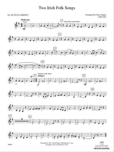Two Irish Folk Songs: (wp) E-flat Alto Clarinet